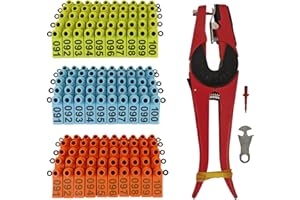 VET.PLUS Ear Tags for Goats Sheep Lambs Hogs, Made of Real TPU Material, with Applicator, 3 Colors Total 300pcs, Numbered 001-100