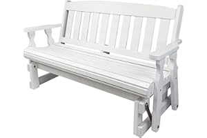 Amish Casual Heavy Duty 800 Lb Mission Pressure Treated Porch Glider (4 Foot, Semi-Solid White Stain)