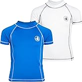 Body Glove Boys Swim Shirt - 2 Pack UPF 50+ Quick Dry Sun Protection Short Sleeve Rash Guard for Boys Kids Swimwear (2T-14)