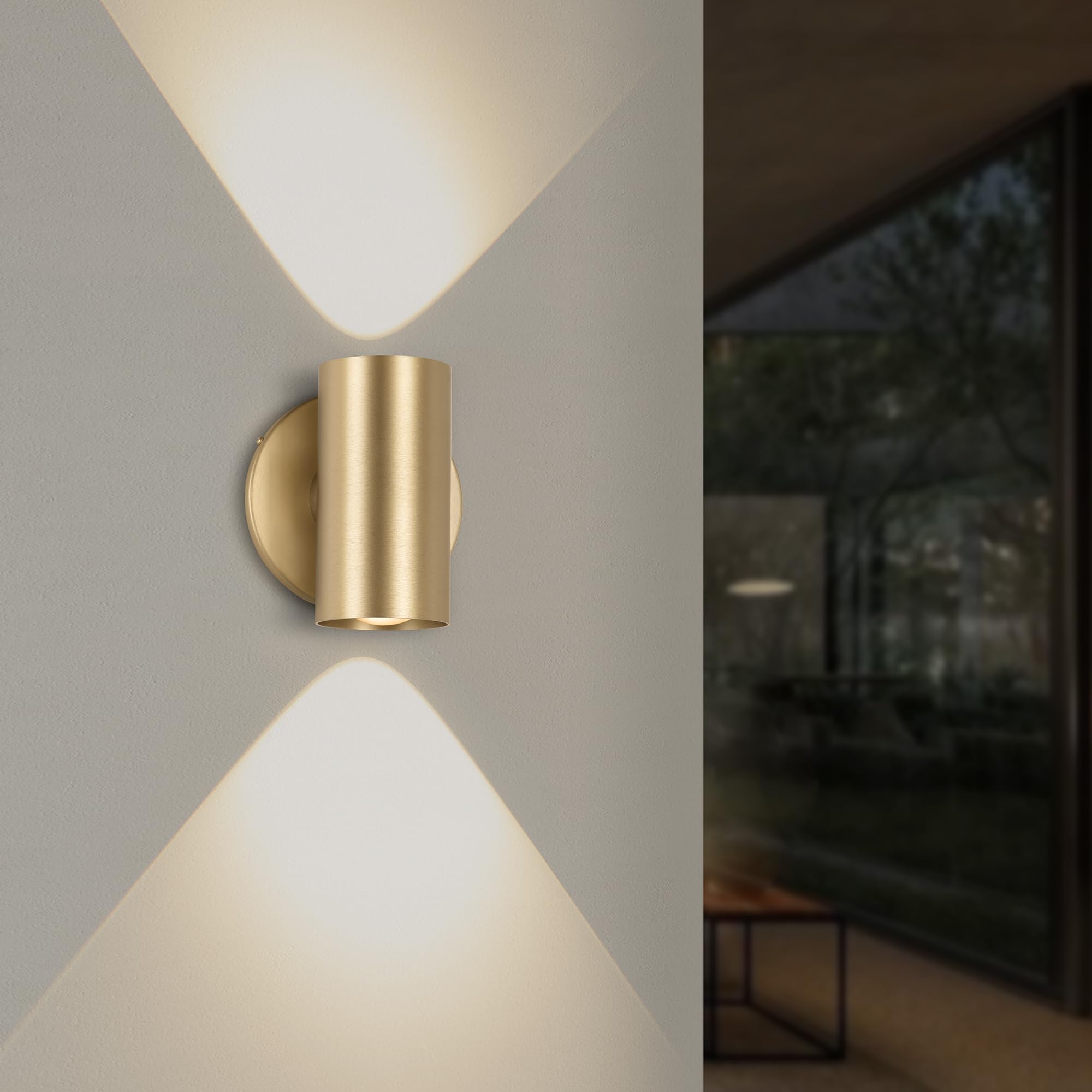 Photo 1 of Tubicen Up Down Wall Sconce Indoor Dimmable Home Theater Wall Sconces 7W Bright Indoor LED Cylinder Wall Lights for Living Room Hallway Stairway Hardwired 5.4" H Gold
