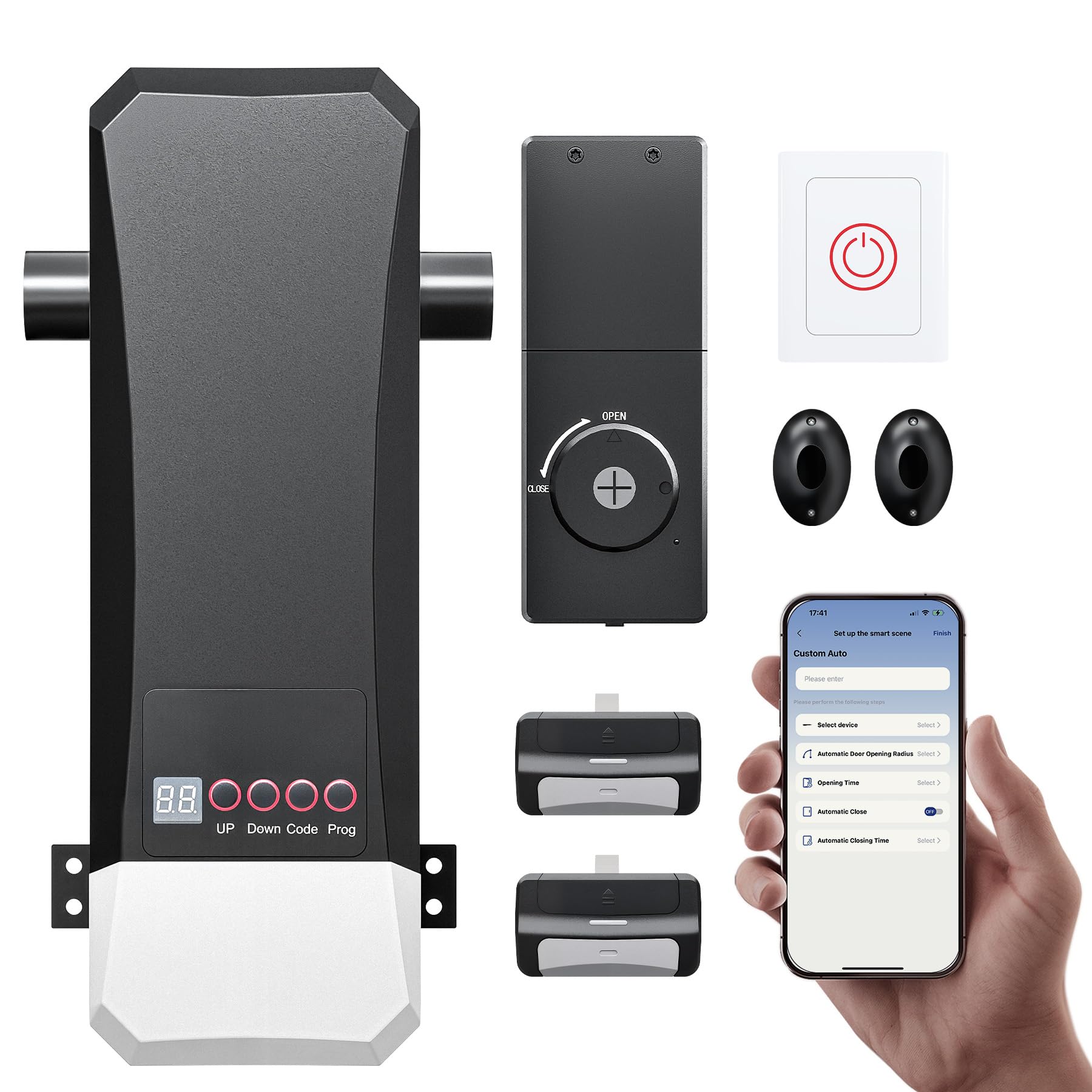 Photo 1 of ZUMI Wall-Mounted Garage Door Opener, App-Controlled Garage Opener with Manual Backup IR Sensors Wall Switch Electric Lock, Heavy-Duty Smart Garage Entry Device Access Unit for Garage Door Opening