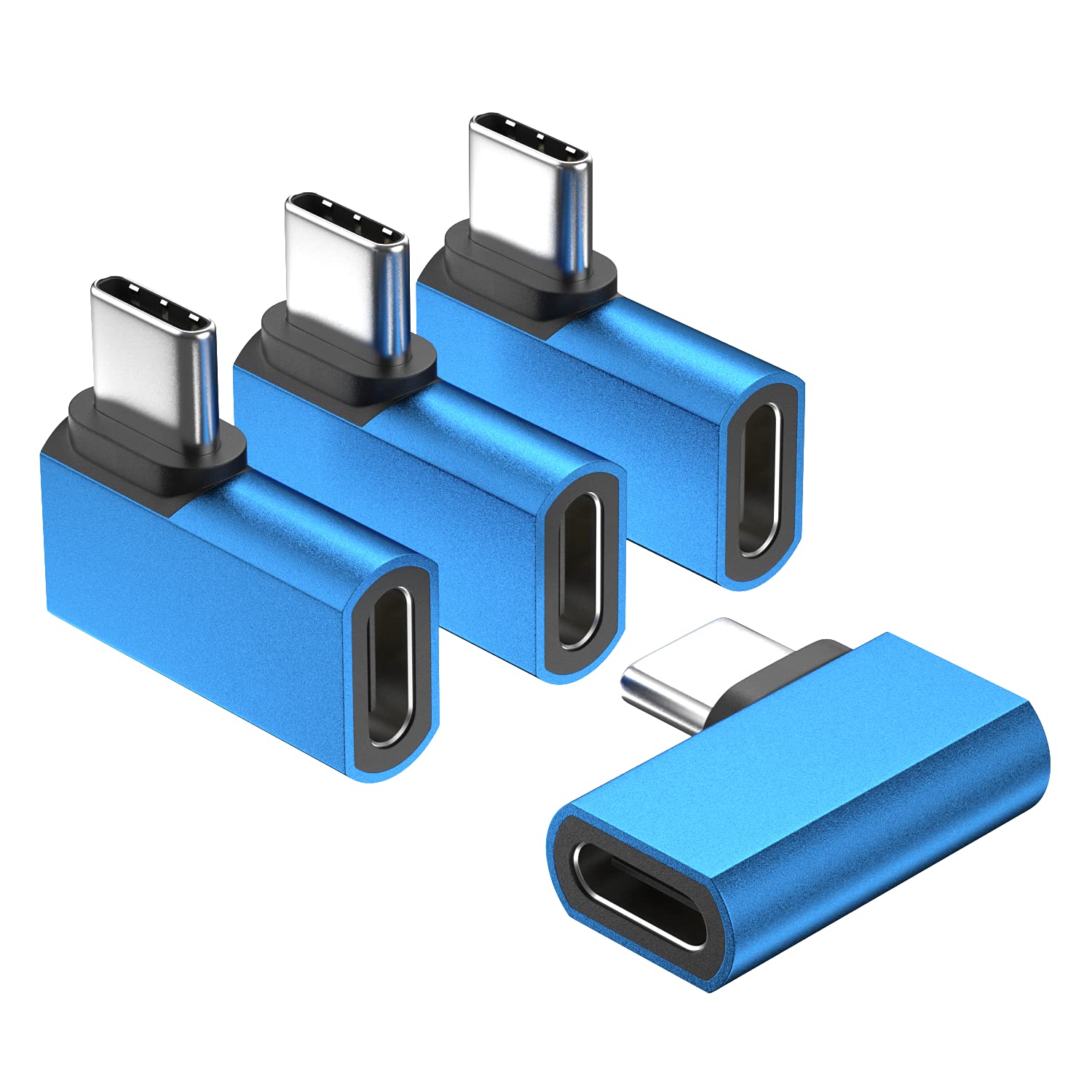 UseBean USB C Right Angle Adapter (4 Pack), USB C 90 Degree Adapter, 100W L Shape USBC 3.2 Male to Type C Female Extender Connector, 4K Video for Steam Deck, ROG Ally, Switch, iPhone 16 15 Pro Max