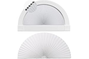 PANTHRA 2 PCS Half Circle Window Shade, Arch Window Shade, Radius 17.7 Inches, Blackout Shades, Cordless and No Drilling Required, Half Moon Honeycomb Blinds for Windows Easy Install (White)