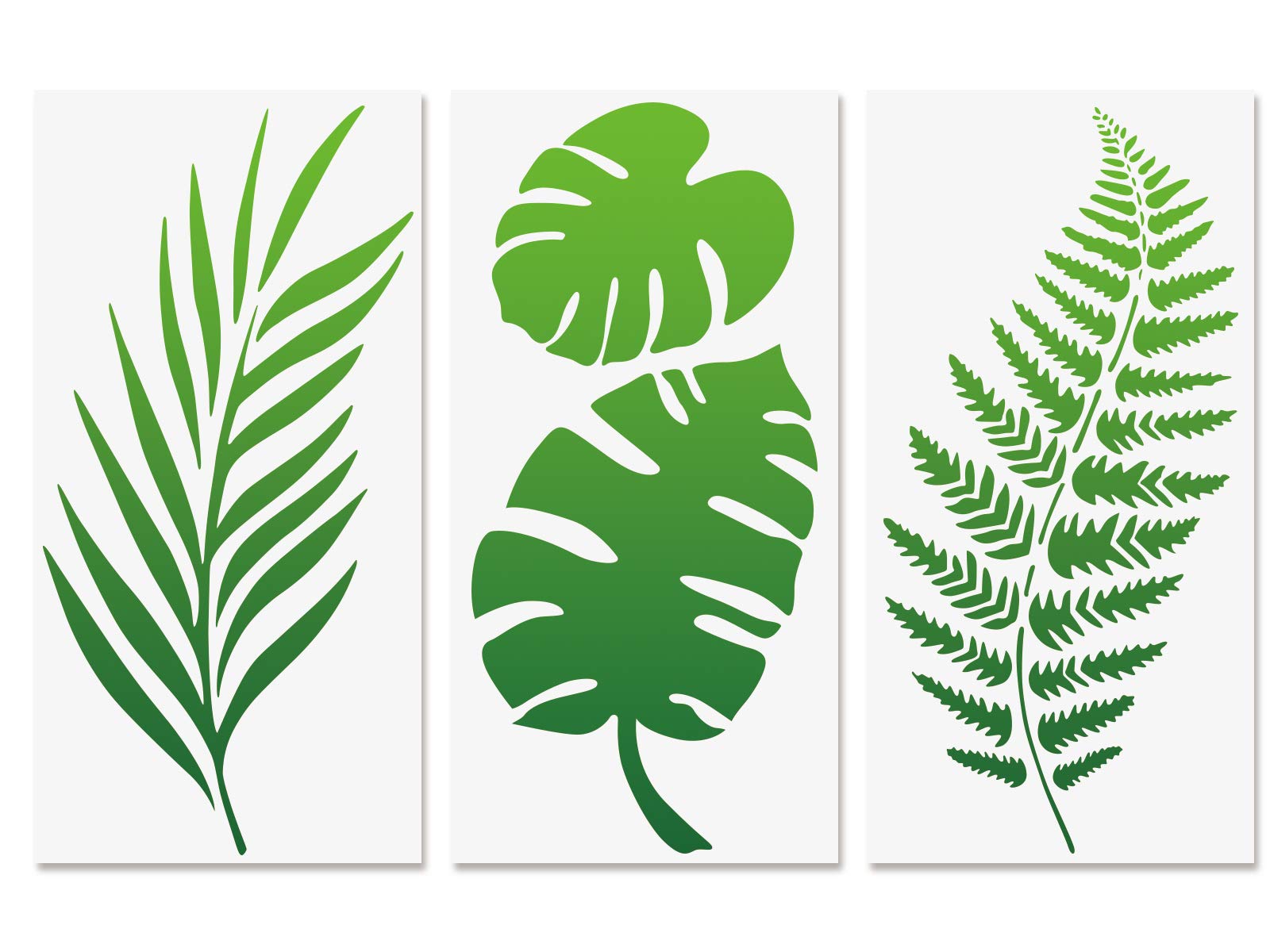 Tropical Leaf Stencils, Fern Leaf Monstera Palm Leaves Wall Stencil 3 Packs for Furniture Canvas Home Decor Crafts Botanical Leaves Reusable Mylar Stencils 15x30cm