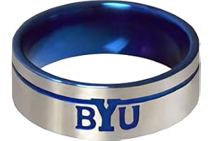 FAN FRENZY GIFTS Fan Frenzy BYU Astro Stainless Steel Ring