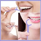Hemiks 200 Pcs Dental Floss Floss Sticks 2 in 1 Toothpick Interdental Purple view 6