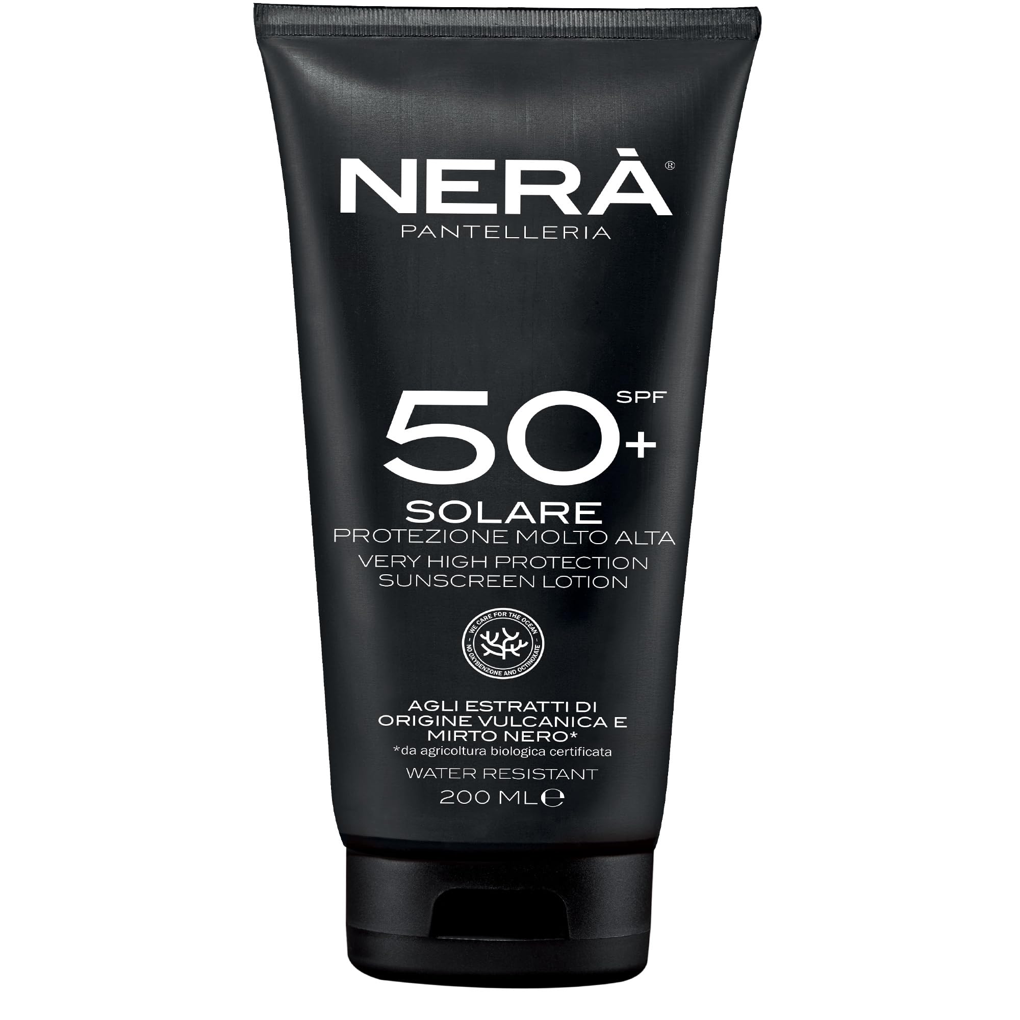 NERA Pantelleria Water Resistant SPF50+ Very High Protection Sunscreen Lotion 200ML - Nourishing Face Sun Cream with UVA/UVB Filters, Prevents Dehydration & Skin Aging For Men and Women