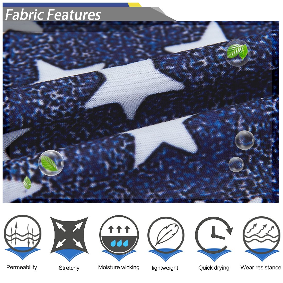 TUONROAD Printed Womens Plain Navy Blue White Stars Magic Neck Headband Scarf Mens Multifunctional Festival Fishing Stretchy Tube Face Sun Mask for Workout Running Skiing Riding Hunting Riding