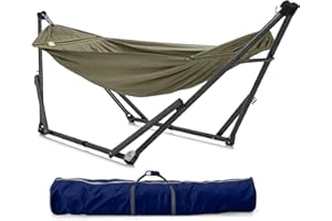 Tranquillo Uniki Collapsible Hammock Stand, Folding Camping Hammock and Stand, 550 lbs Capacity, Heavy Duty Folding Hammock for Indoor Outdoor, Quickly Assembly, Sage