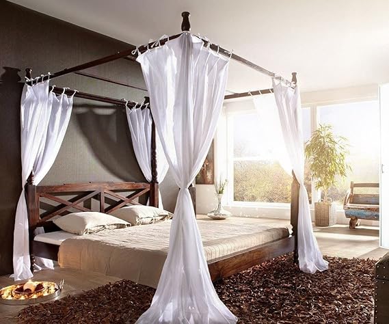 Wolf Möbel Doppelbett Bombay Sheesham 180x200 Kolonialstil Himmelbett