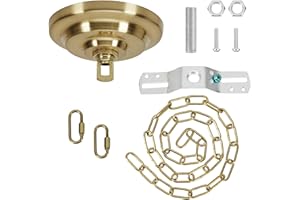 SHENGQINGTOP Heavy Duty Light Fixture Canopy Kit 5.3 Inches Diameter & 5.9 Feet Chain Ceiling Mounting Hardware for Pendant Light, Chandelier or Swag Light Fixtures, Brass