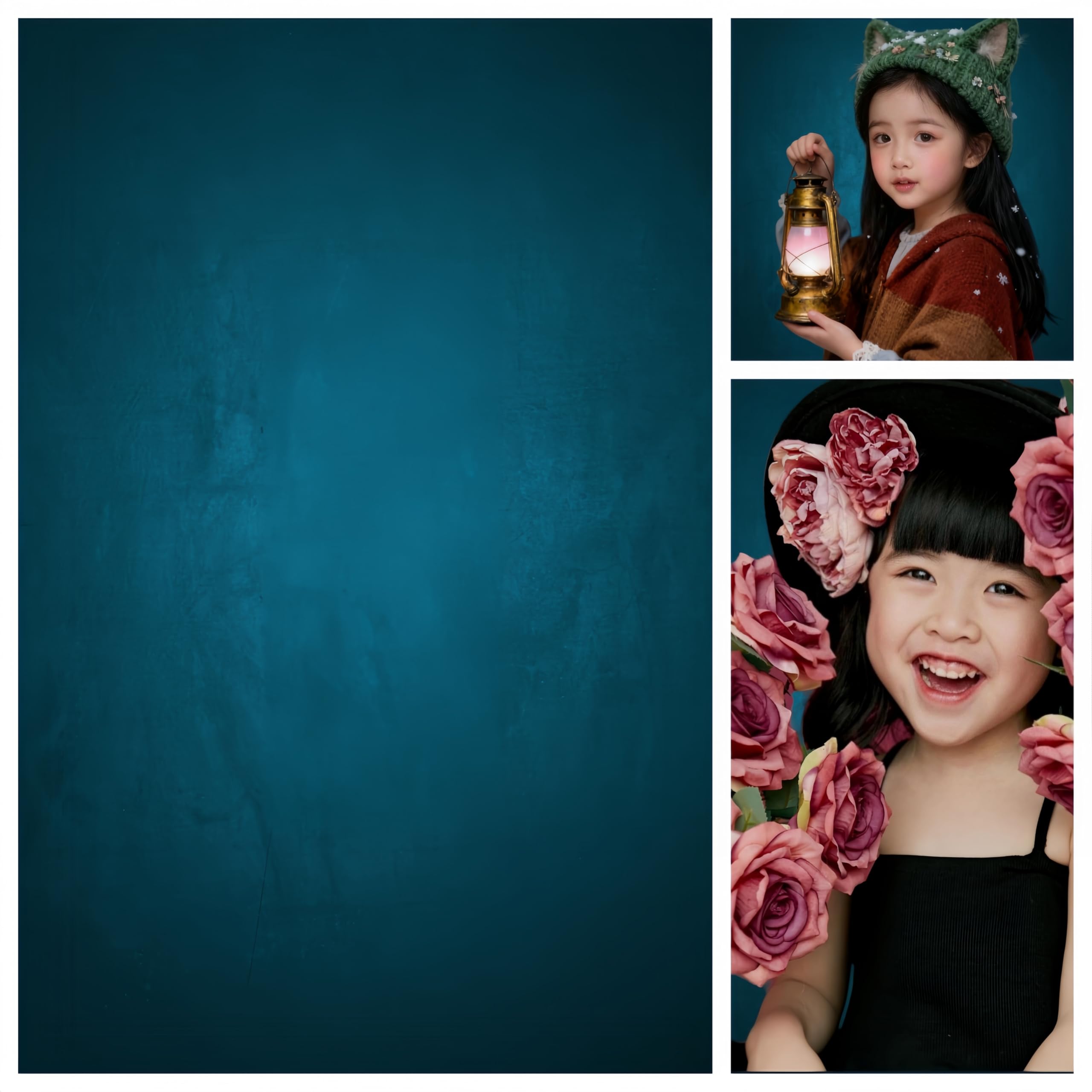 WaW 1.5 x 2.2 m Studio Photography Background Dark Blue Vintage Portrait Photoshoot, Photography Props, Background Decoration