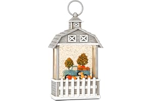 Eyrosa Fall Snow Globe Fall Decorations for Home, Glitter Autumn Harvest Lantern, Light Up Snowglobe Fall Decor, Gray, EYR030