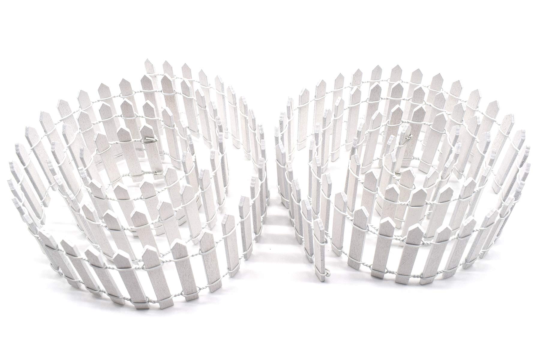 AUEAR, 35 Inch Long Mini Fairy Garden Fence Wood Ornament Wooden Decorative Picket Fence for DIY Crafts Project (White, 2-Pack)