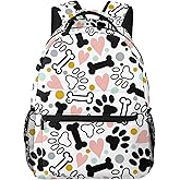HKHEHOP Dog Cat Paw Bone Print Cute Backpack For School Laptop Bags Bookbag Big Casual Daypack For Student Girls Boys Kids Teens Travel Sports Work