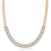 Barzel 18K Gold Plated Crystal Herringbone Necklace, 4mm Thickness, 16-20" Chain Lengths, Made in Brazil