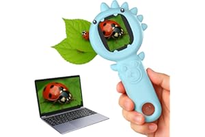 2-in-1 Microscope Camera for Kids, Mini Handheld Microscope Supporting Multiple Viewing Angles, Outdoor Educational Science A