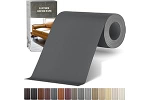 Yikda Self-Adhesive Leather Repair Patch, 4" x 63" Vinyl Leather Repair kit for Furniture, Leather Repair Tape for Car seat, Couch, Furniture Dark Grey