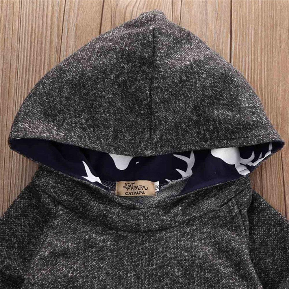 Toddler Infant Baby Boys Deer Long Sleeve Hoodie Tops Sweatsuit Pants Outfit Set: Clothing