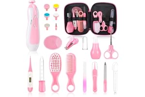 ESONTO Baby Healthcare and Grooming Kit,21 in 1 Baby Electric Nail Trimmer Set, Baby Grooming Kit,Newborn Nursery Health Care Set,Infant Comb,for Newborn Infant Toddler Kids (Pink)