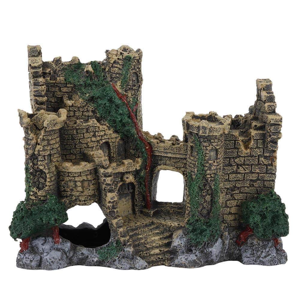 Aquarium Resin Castle Decoration Artificial Vintage Castle Fish Shrimp Hiding Shelter Fish Tank Simulation Castle Ornament