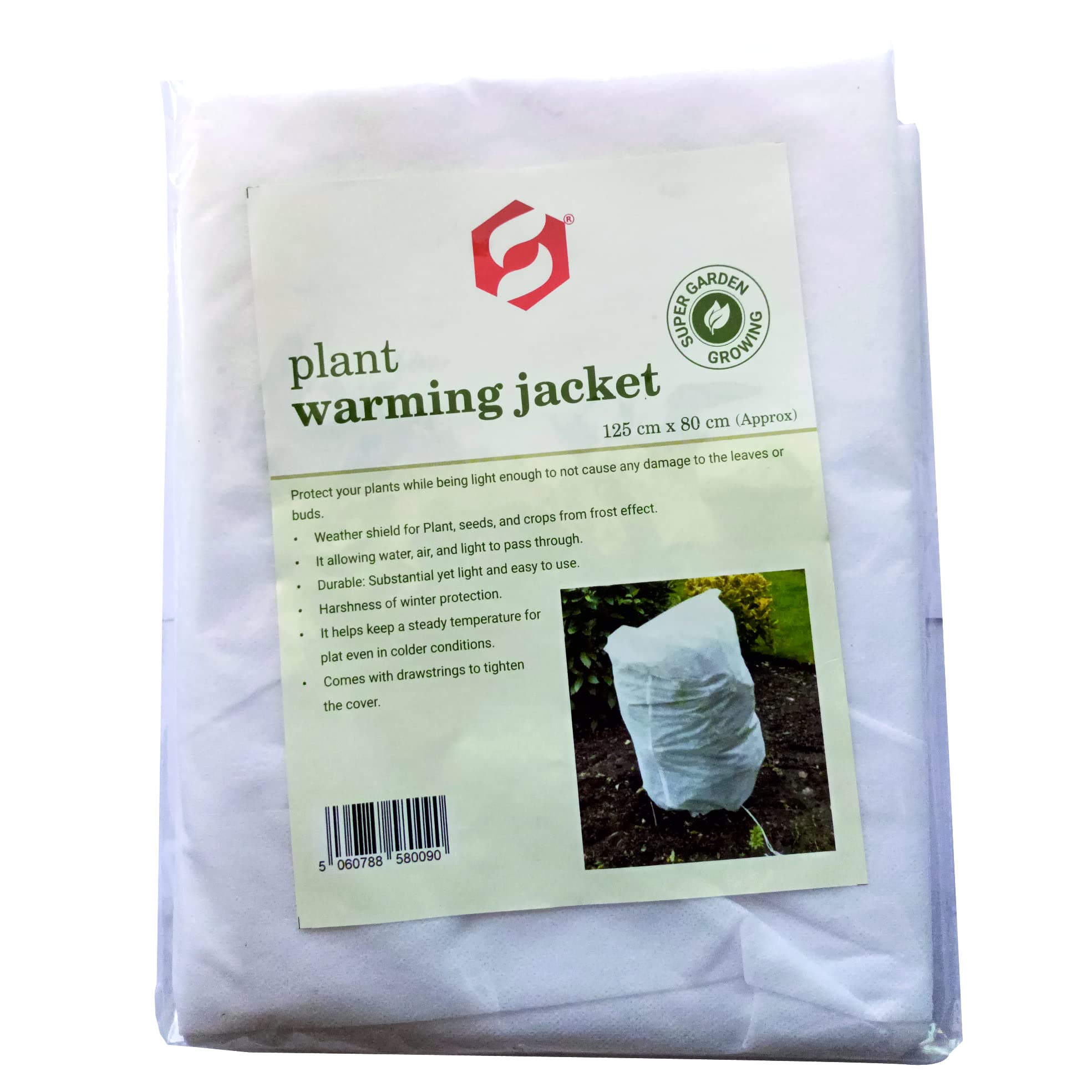 SUL Plant Warming Jackets with Drawstring for Outdoor Garden Prevent Plants from Birds and Insects, UV Protection, Cold Wind Insect Sun Shade Plant Fleece Frost Protection Cover White – 125X80 cm