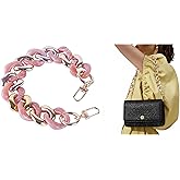 AVELICE Acrylic Resin Chain Purse Strap 11.8IN Chunky Purse Transparent Chainn DIY Acrylic Bag Chain (Pink White)