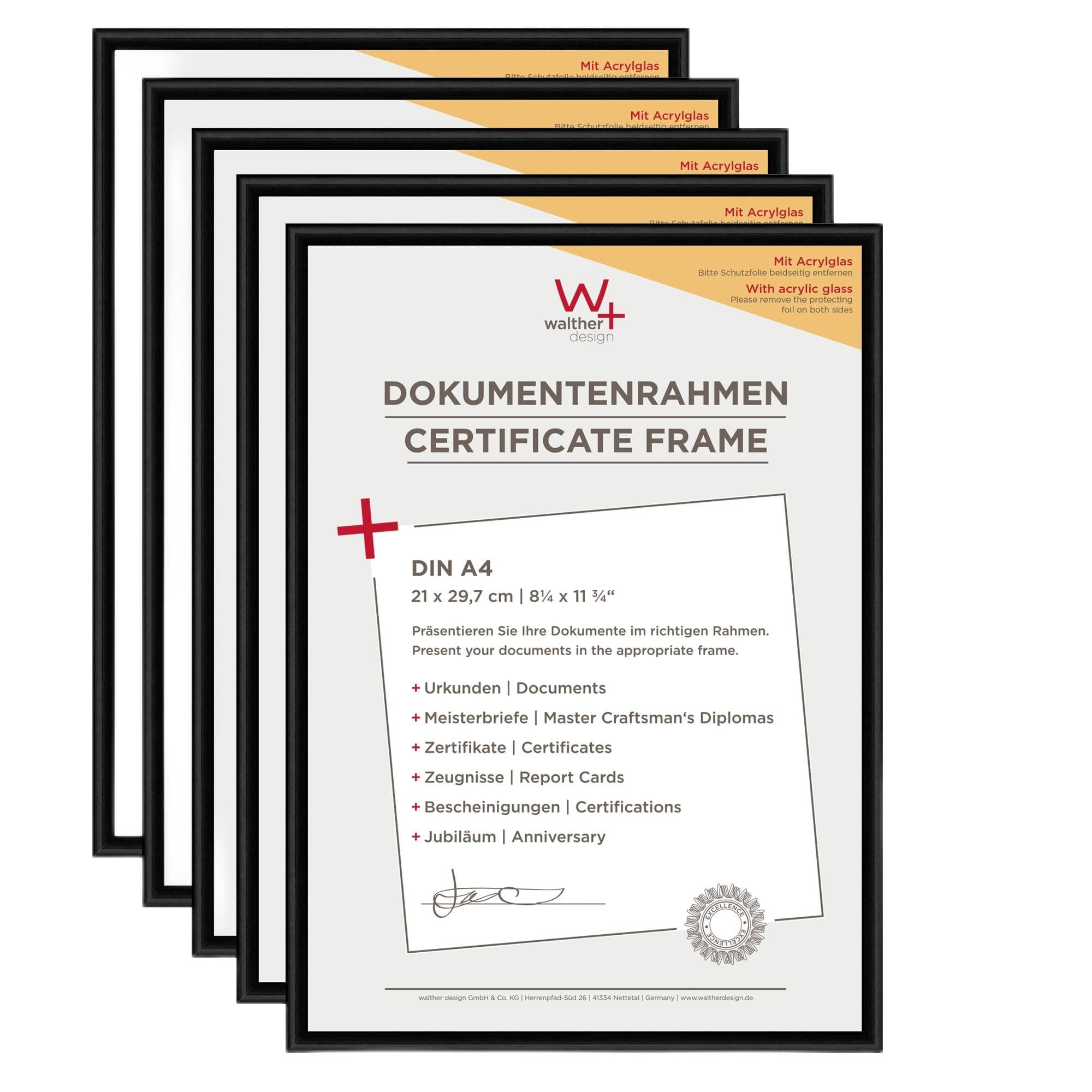 walther Design Picture Frame Black 21 x 29,7 cm (DIN A4) with Art Glass Double Pack, New Lifestyle Plastic Frame KVX130BD — image 1