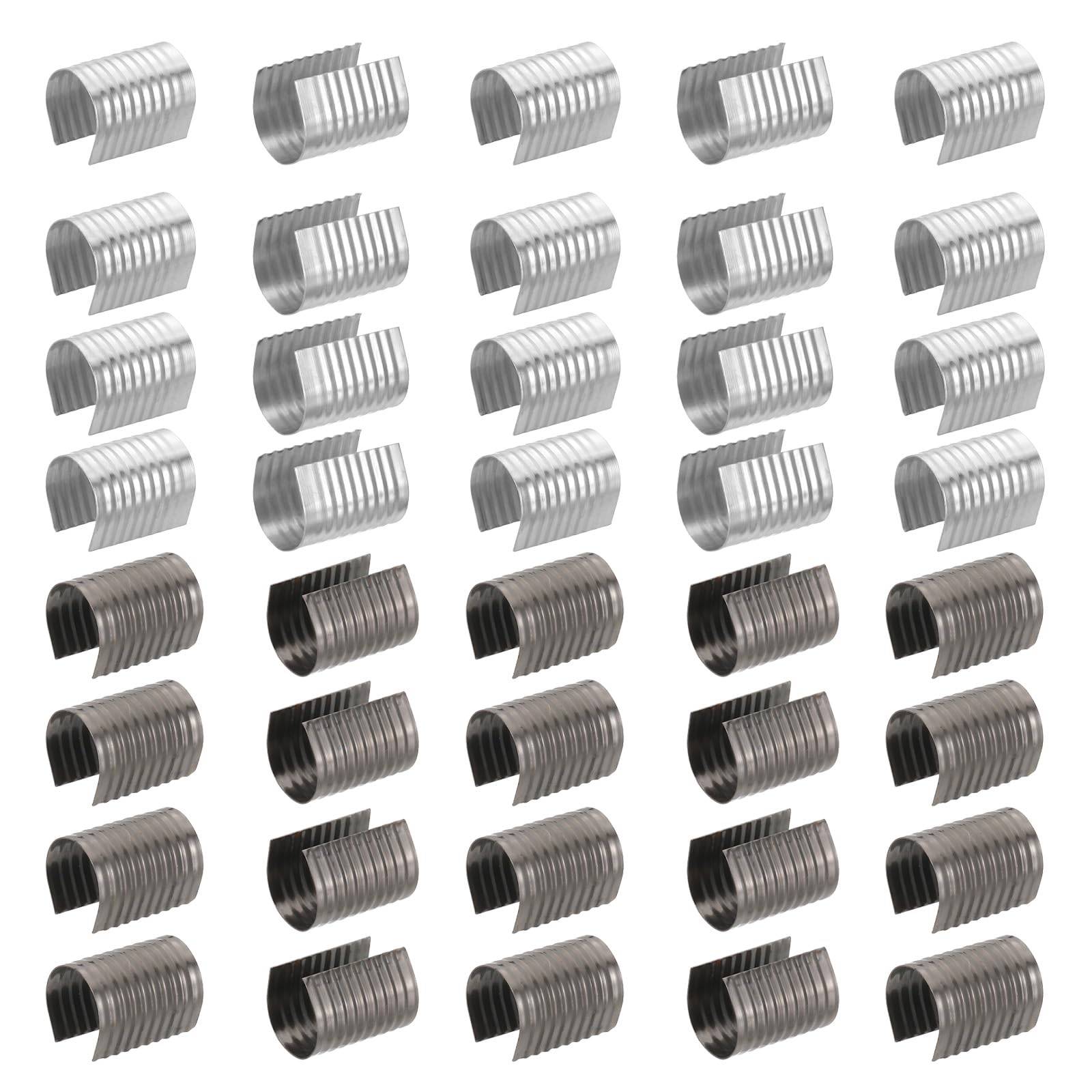 PATIKIL 14x8.5mm Leather Rope Clip, 120Pcs Metal Cylindrical Crimp Tubes Foldable End Cap Opening Crimps Fastener for Jewelry Making Tassel Leather Cords DIY Craft, 2 Color