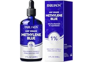 BXRUIAGN Methylene Blue Pharmaceutical Grade - USP Grade 1% Solution, Third-Party Tested Brain Health Dietary Supplement for Humans, with Balanced Electrolyte Solution, Non-GMO, No Formaldehyde