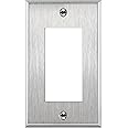 ENERLITES Decorator Switch or Receptacle Outlet Metal Wall Plate, Corrosion Resistant, Size 1-Gang 4.50" x 2.76", UL Listed, 7731, 430 Stainless Steel, Silver
