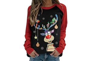 YAHOLOFT Christmas Shirts for Women Womens Long Sleeve Tops Casual Blouses Classic Graphic Tees Y2K Fashion Ladies Clothes
