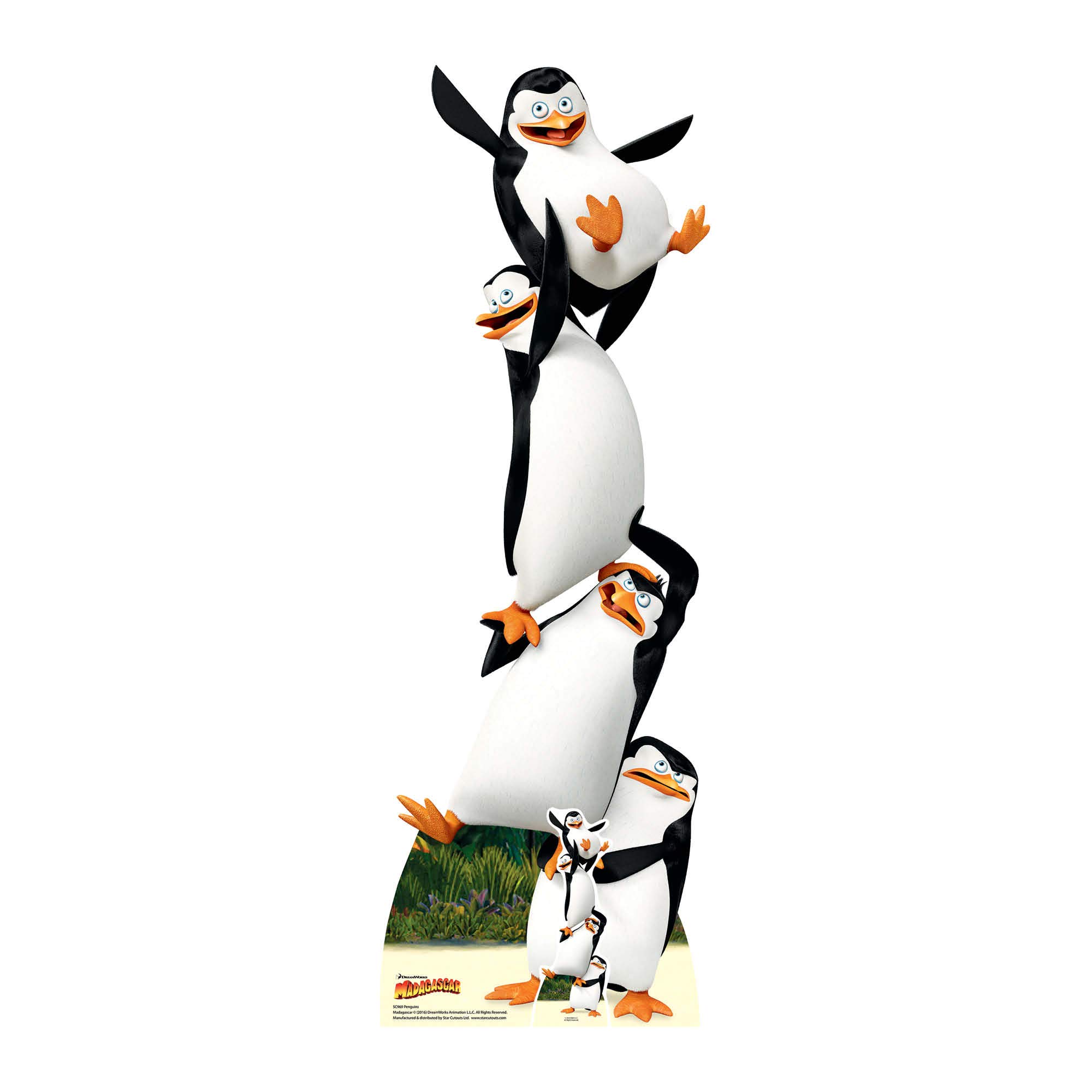 Star Cutouts Ltd SC969 Madagascar Penguins Topsy Turvy, Cardboard, Multi Colour, 160 x 57 x 160 cm