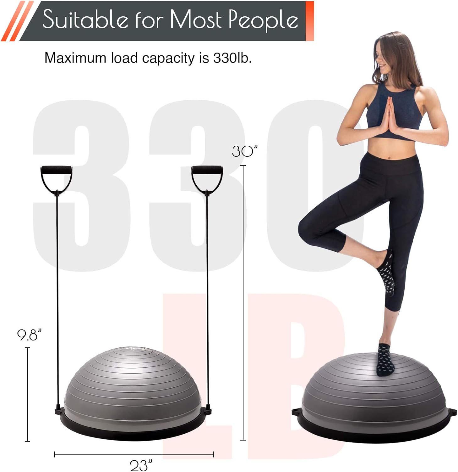 Z ZELUS Balance Ball Trainer Half Yoga Exercise Ball with Resistance Bands and Foot Pump for Yoga Fitness Home Gym Workout (Purple) : Sports & Outdoors