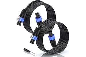 EPYOADO 50 feet Speakon to Speakon Cables, 2 Pack Professional Audio Amplifier Mixer Speakon Speaker Cable Wire