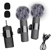 Wireless Lavalier Microphone 2.4G Dual Lapel Mic for iPhone Android Camera &ndash; Noise Cancelling Clip On Microphone for YouTube, TikTok, Vlogging, Video Recording
