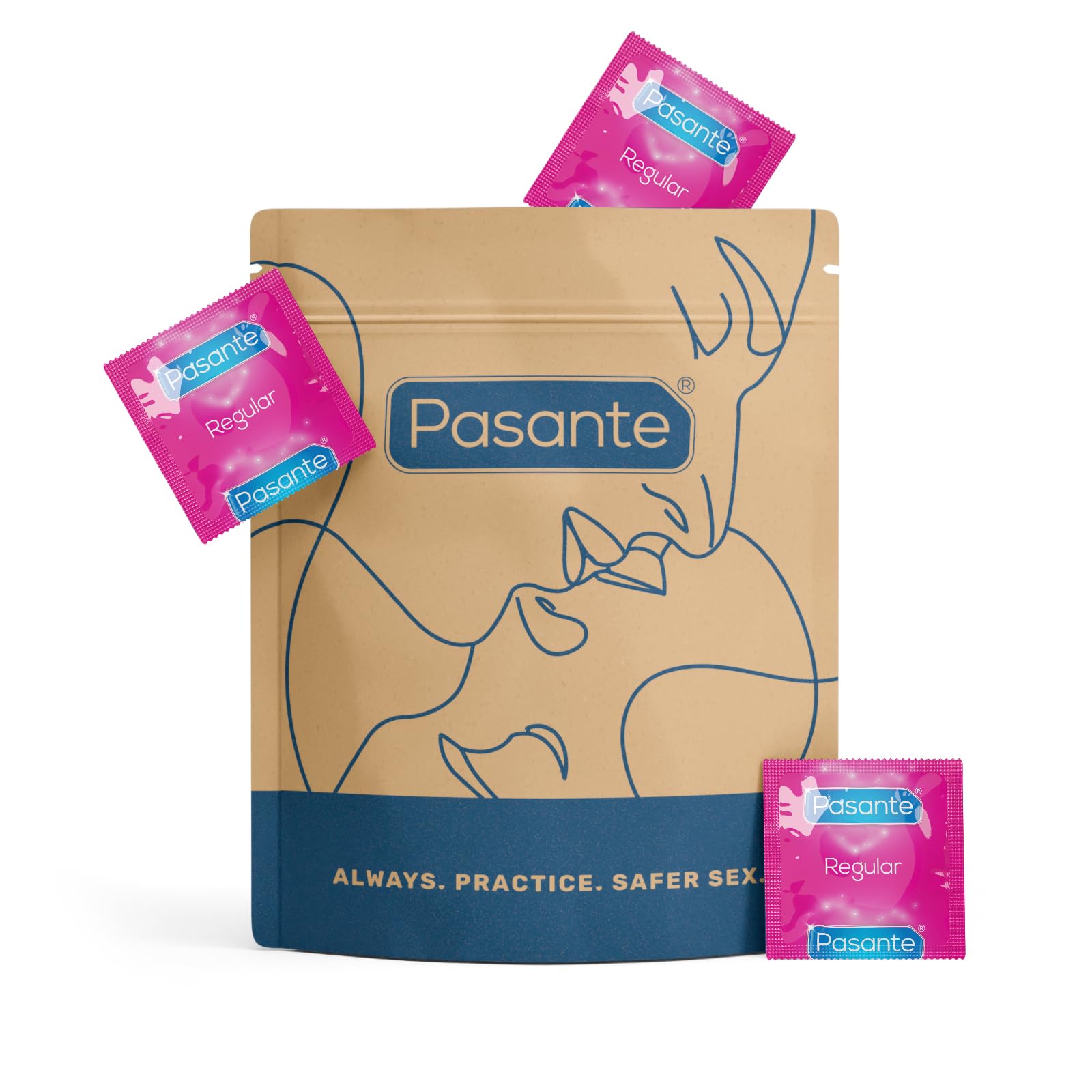 Pasante Regular Condoms | Pack of 72 - Supplied in Pasante Kraft Bag | Shaped for a Comfortable Fit | Multipack
