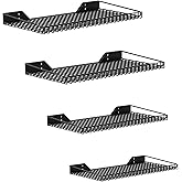 WALMANN Garage Wall Shelf, 4 Mixed-Size Wall-Mounted Storage Shelves for Garage, Closet, Laundry Room, Heavy Duty Wall Shelving, Holds Up to 65 lbs(Black, 4 Shelves)