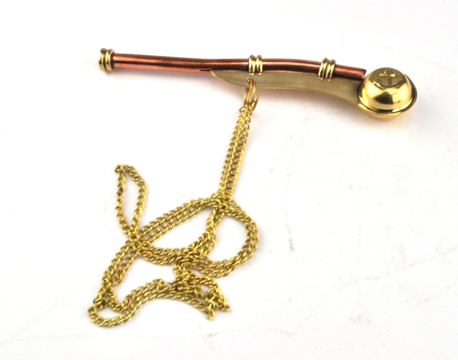 Brass boatswain's call pipe bosun's whistle nautical with chain Amazon
