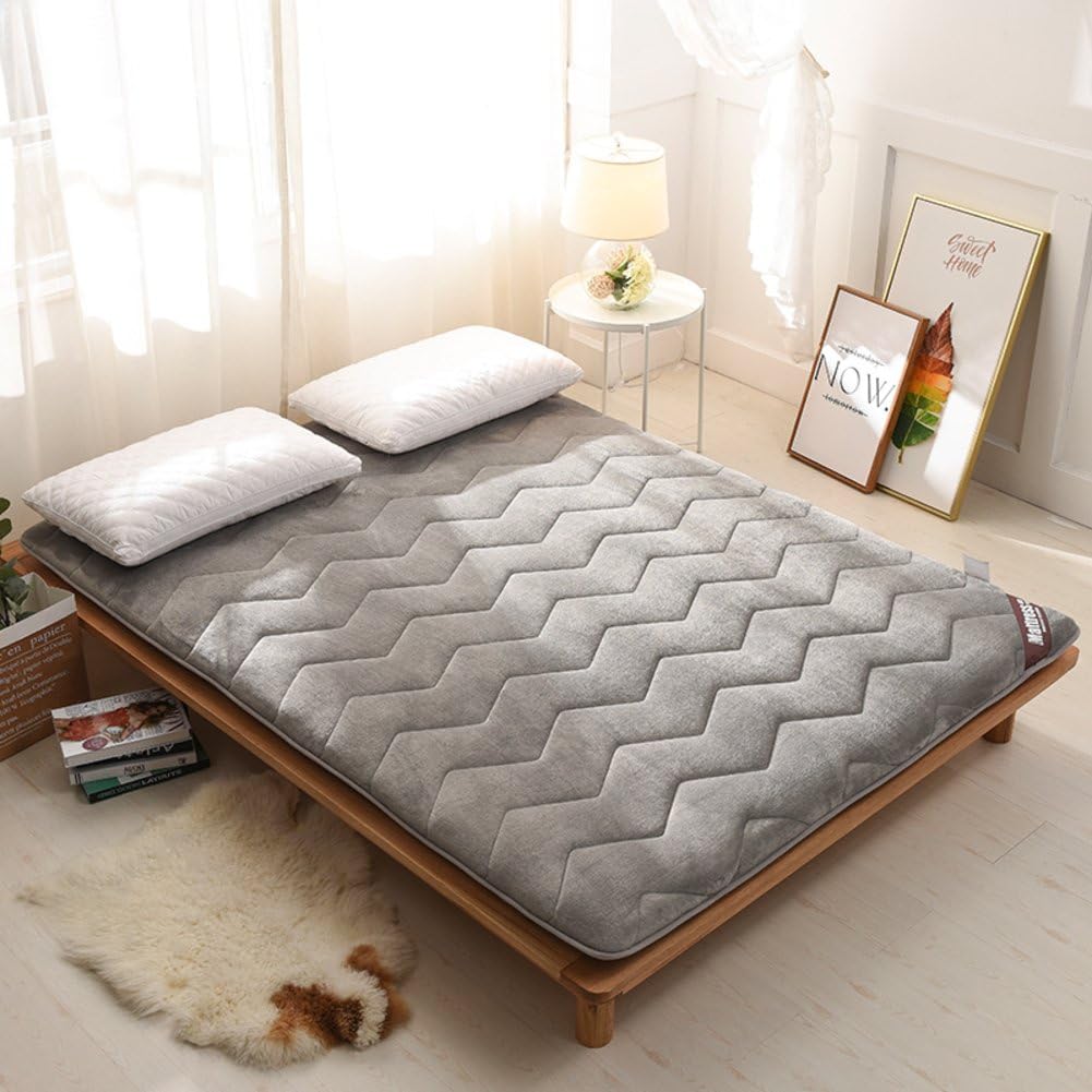 SANDM Lightweight Tatami Mattress,Hypoallergenic Flannel Futon Mattress Ultra Soft Folding Mattress Tri-fold Fiber Mattress Topper-Gray 90x200cm(35x79inch)