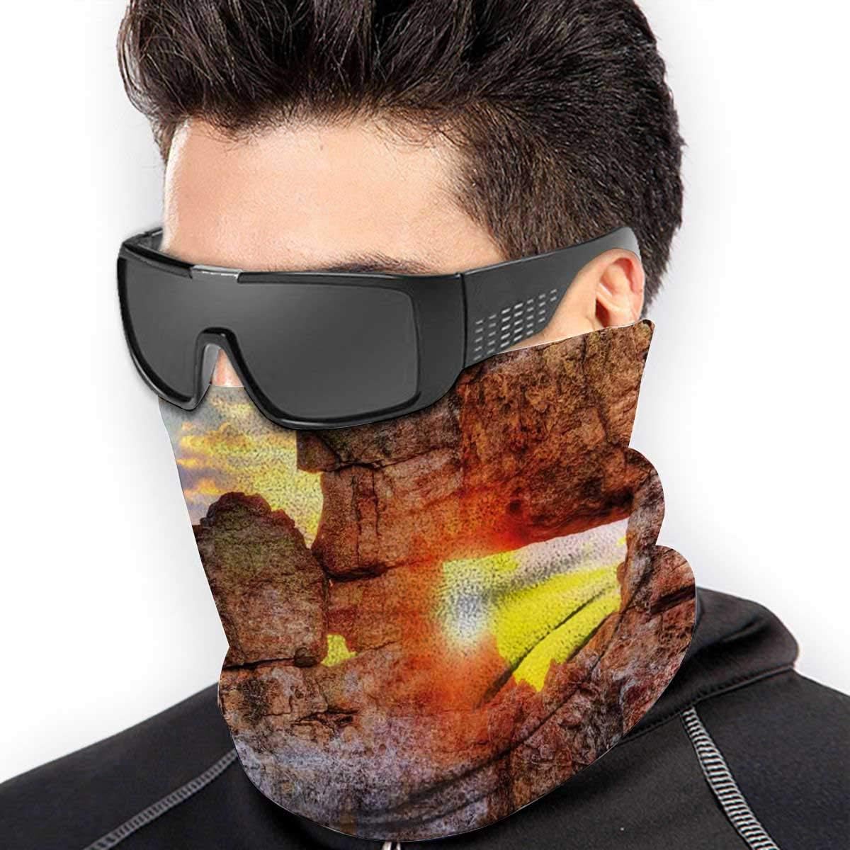 Sunset at Rock Formation La Fenetre Madagascar Sunbeams Nature Scenery Bandanas/Neck Warmers/Gaiter Scarf for Outdoors/Face Cover for Winter/Headband for Festival