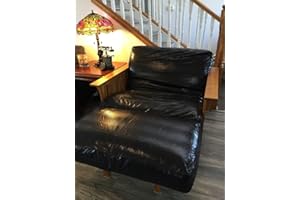 OctoRose Upholstery Fabric and Bonded Micro Suede Reversible 3 Side Zipper Sofa Bed Futon Chair Loveseat Covers Patio Chair Box Cushion Slipcover (LeatherLook-Black, Chair(28x54+6inch))