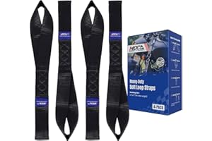 MOCA AUTOPARTS MOCA 4-Pack Soft Loop Tie Down Straps 12000 Lbs Breaking Strength 1.6 x 17 inches, Heavy Duty Tie Down Loops for Secure Trailering of Kayak, Motorcycles, ATV, UTV (4 Pieces, Black)