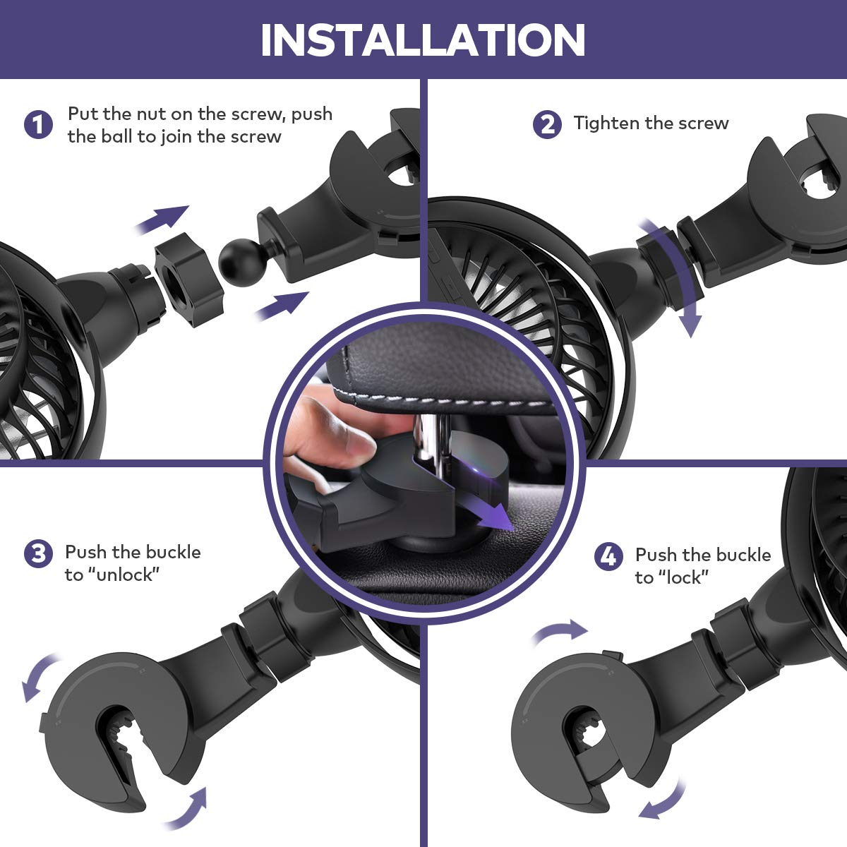 Shinebella Car Clip Fan with Rechargeable Battery - 5