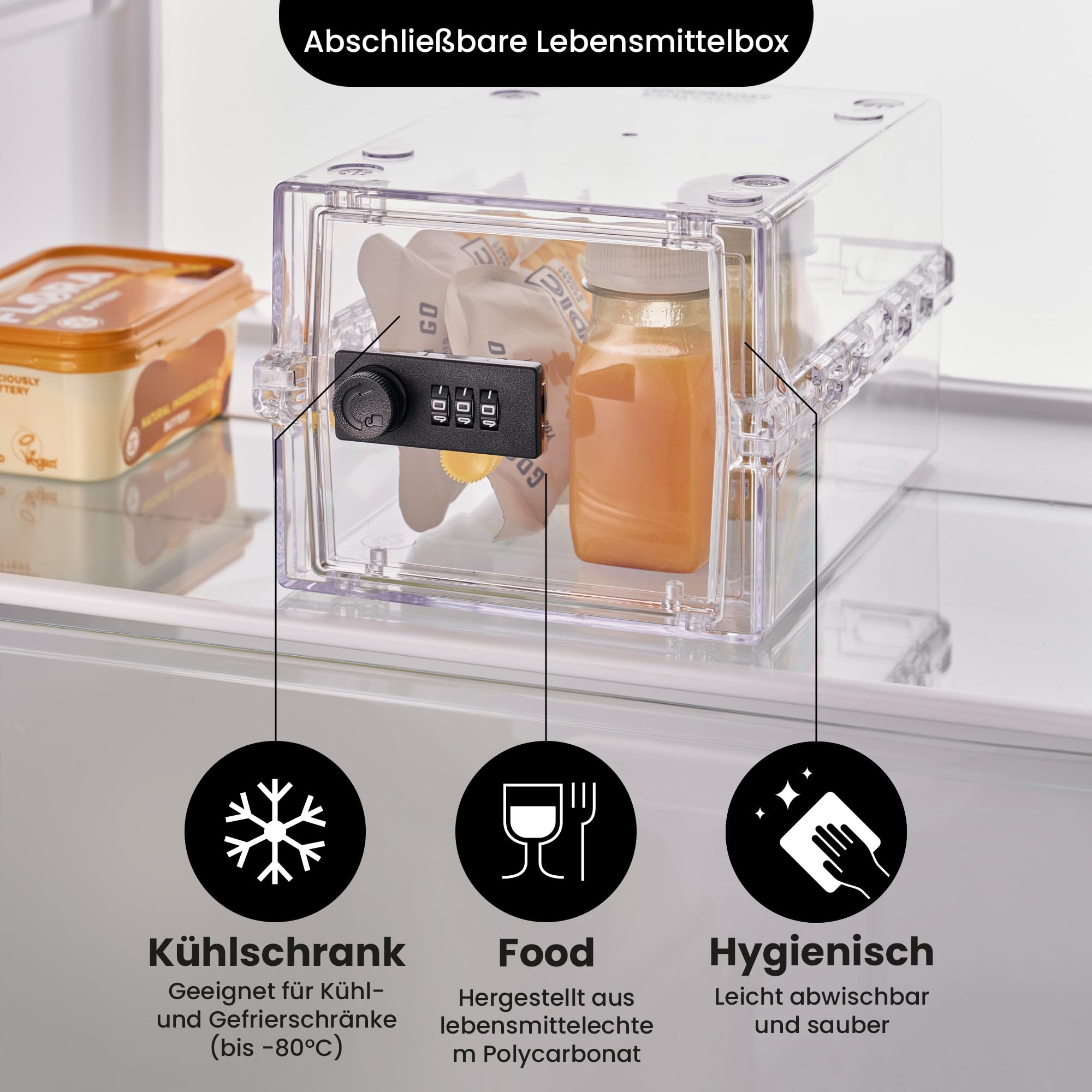 Lockabox Mini™ | Kleine abschließbare Box mit Zahlenschloss (A5-Größe) | Mini-Aufbewahrungsbox für kleine Medikamente, Snacks & Mobiltelefone | Außenmaße 22,3 x 15,4 x 12 cm (Kristall) 6