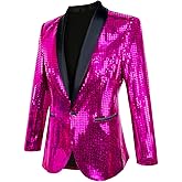 Nawgut Sequin Blazer Metallic Suit Disco Prom Shiny Jacket Wedding Party Banquet Fashion Tuxedo for Mens Adult