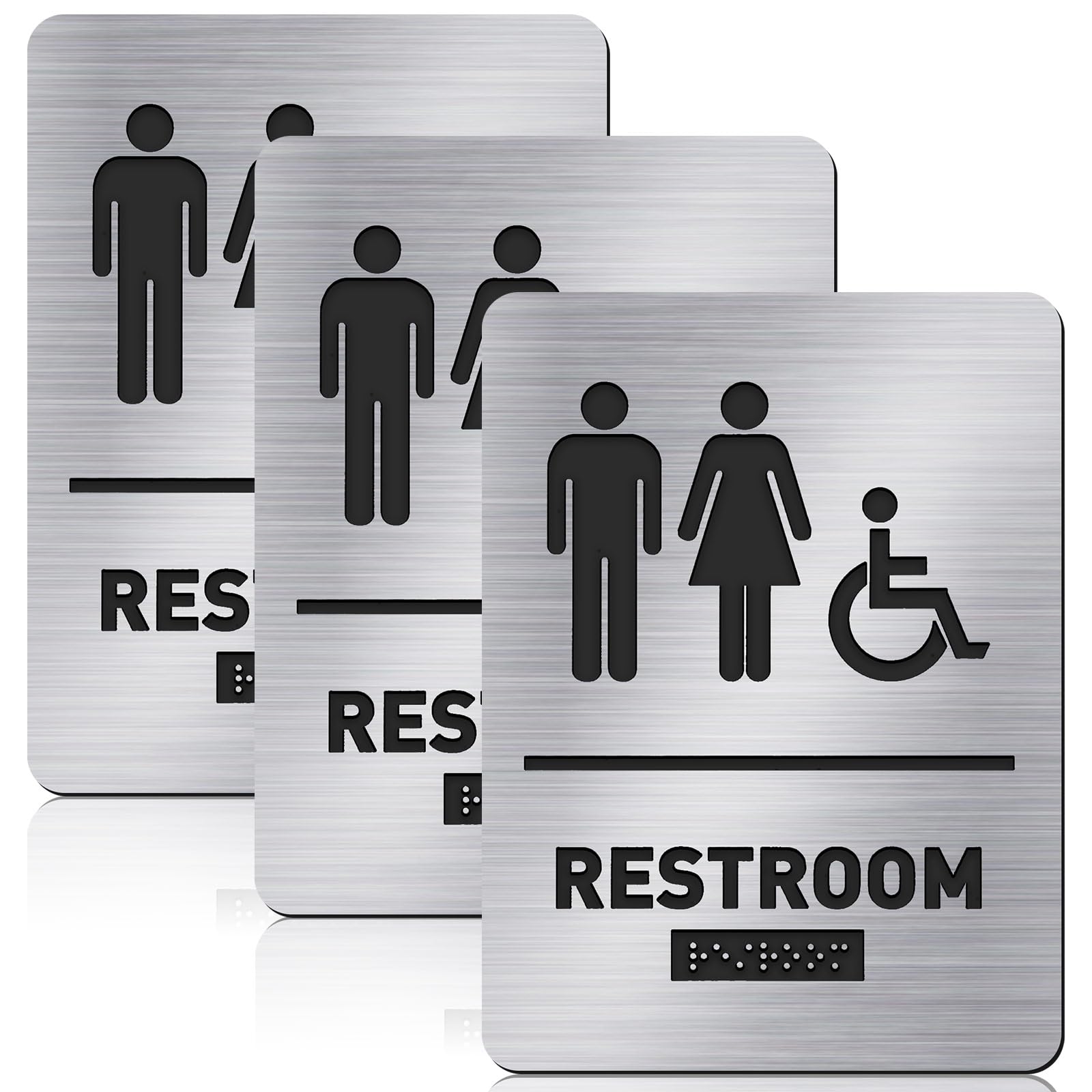 Oudain Ada Compliant Restroom Sign with Braille Unisex Handicap