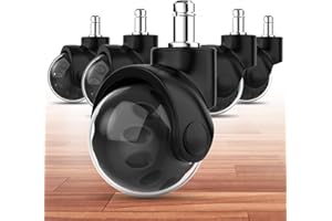 OMYOFFICE Office Chair Replacement Wheel - Quiet & Smooth Gliding - 2 Inch Heavy Duty Rolling Chair Casters Supports 2000 Lbs,Desk Chair Wheels Universal Fit,Safe for All Floor Or Carpet Set of (Premium Black)