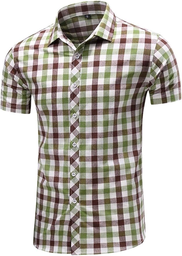 Lumberjack Shirt Men's Classic Fashion Lapel Short Sleeve Comfortable Sizes Mens Basic Vintage 
