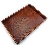 Solid Wood Serving Tray, Rectangle Non-Slip Tea Coffee Snack Plate, Food Meals Serving Tray with Raised Edges for Home Kitchen Restaurant(11.8x7.9x0.8, Brown)